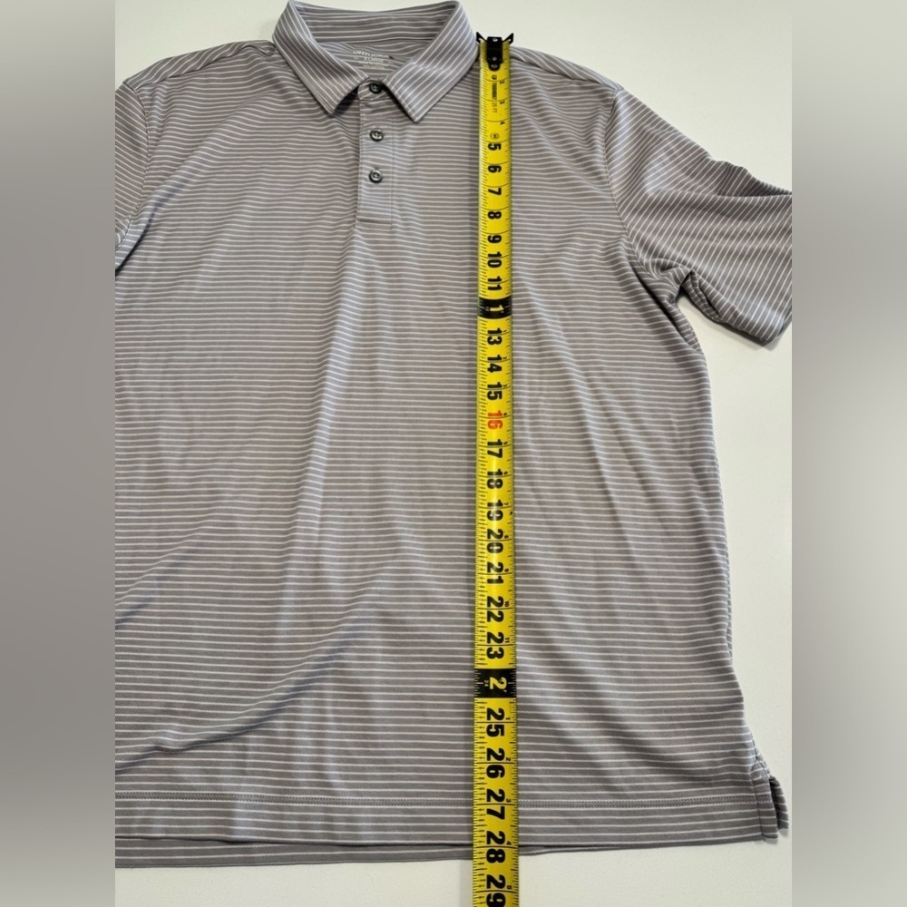 UNTUCKit Men’s Axios Gray & White Striped 100% Cotton Polo Size XLG Comfort - Picture 6 of 7